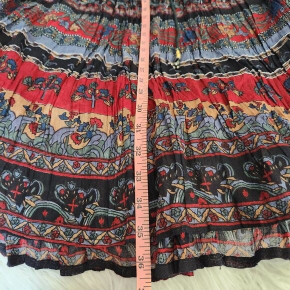 Vtg Basic Editions Maxi Skirt Small Colorful‎ Pleated Boho Hippie Floral Unlined - Picture 7 of 11